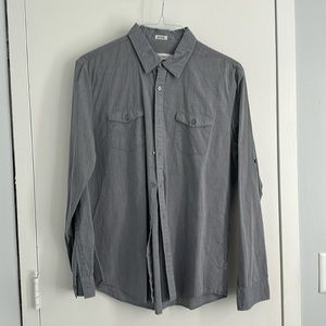 Calvin Klein gray pinstripe casual dress shirt